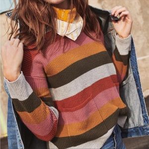 Madewell Multicolor Striped Crewneck Sweater - Rust, Pink, Olive, Gray, Mustard